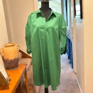 Chico's Bright Green Midi Shirt Dress